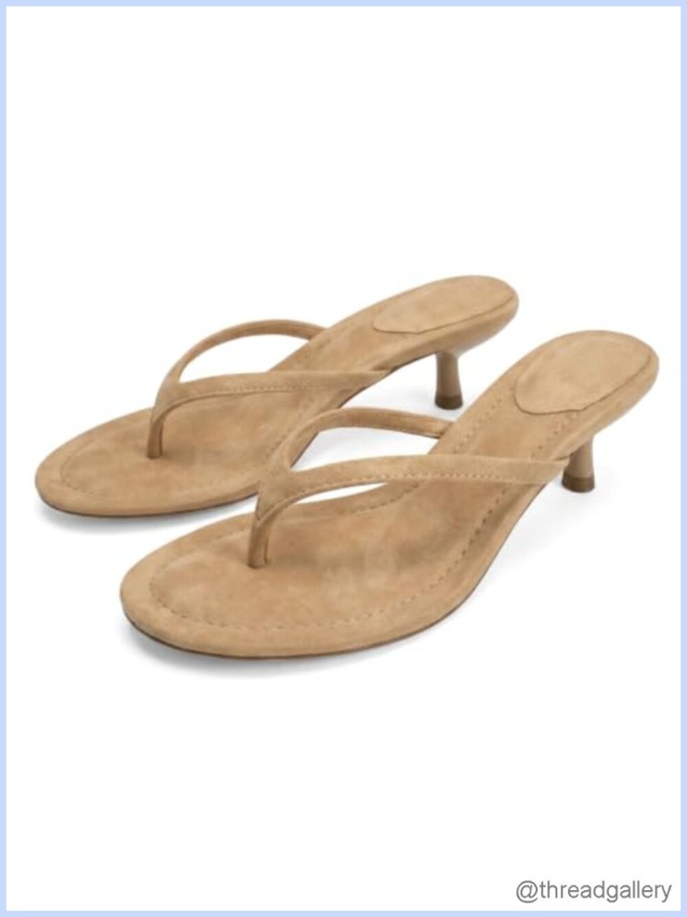 Suede Flip Flops Kitten Heel Thong Sandals Slip On Round Toe